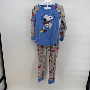 munki munki Snoopy Astronaut Kids Pajamas - Blue and Gray